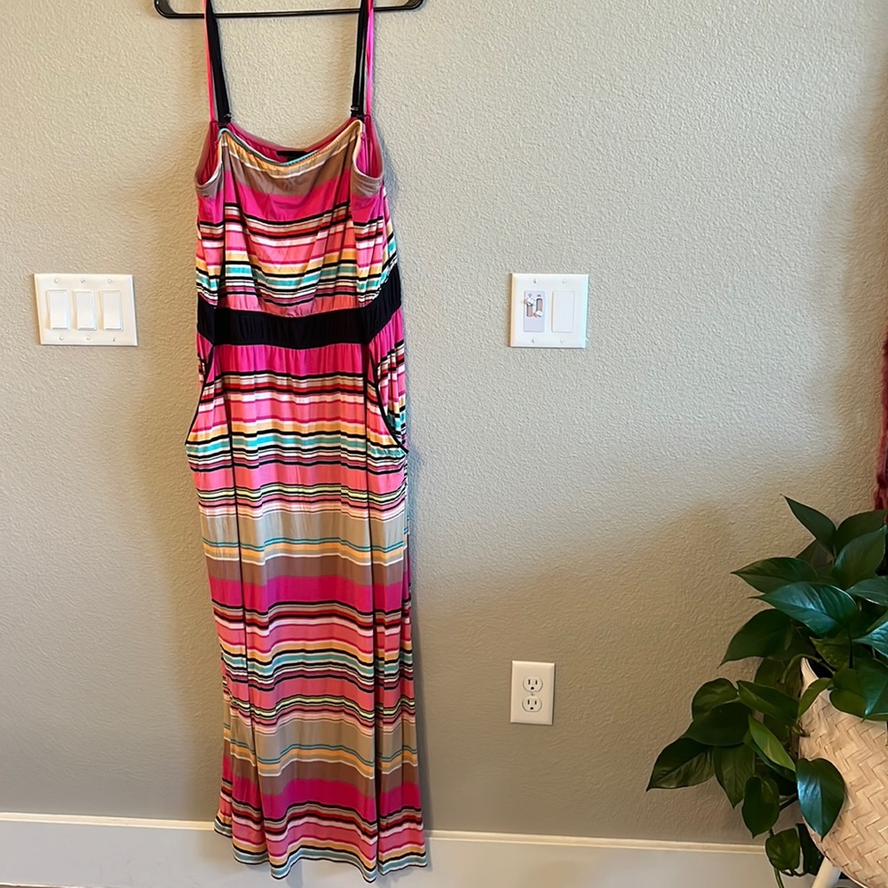 Lane Bryant 22/24 colorful striped maxi with adjustable black straps